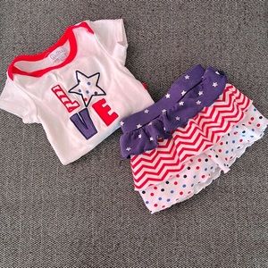 2 PC Forth of July Girl Skirt Set.